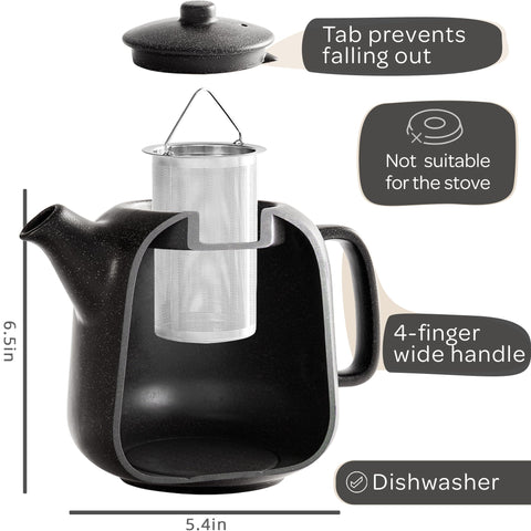 Steinzeit teapot lid and handle detail showing sturdy grip and fit