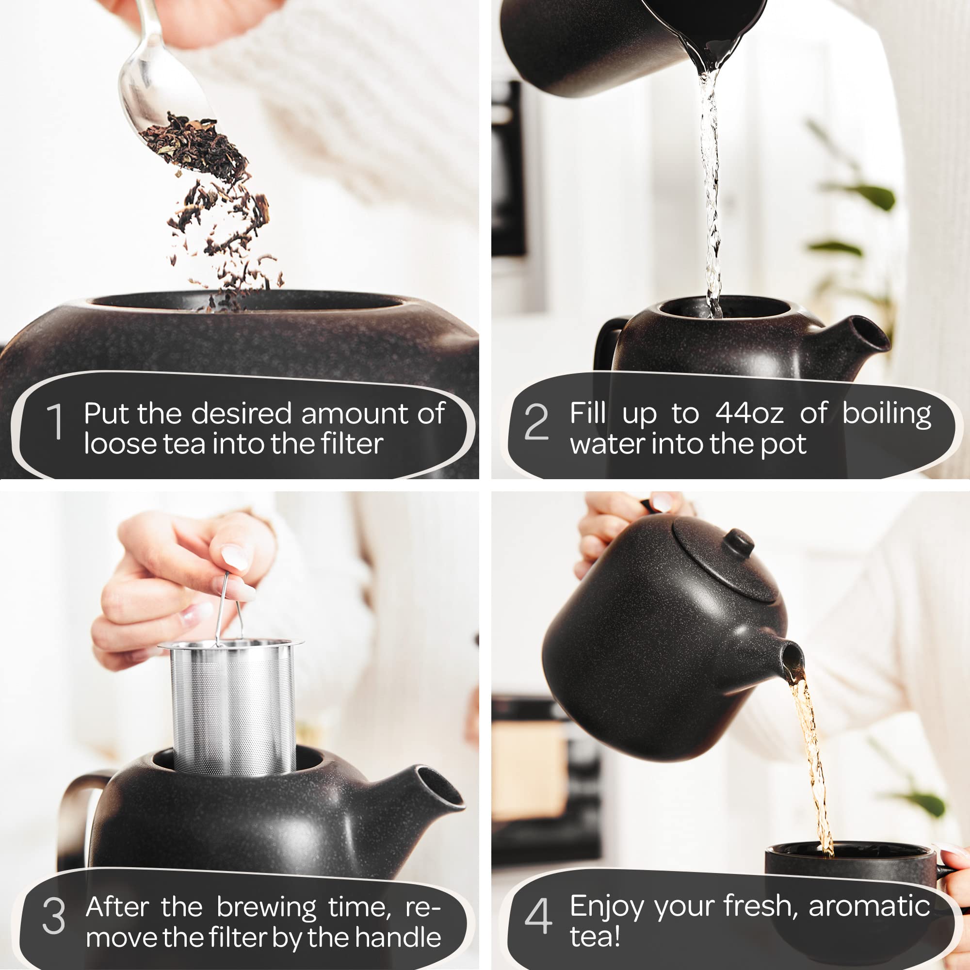 Steinzeit teapot in kitchen lifestyle setting demonstrating elegant table presence