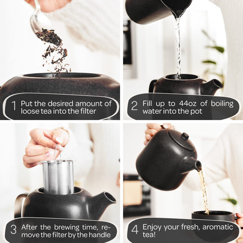 Steinzeit teapot in kitchen lifestyle setting demonstrating elegant table presence