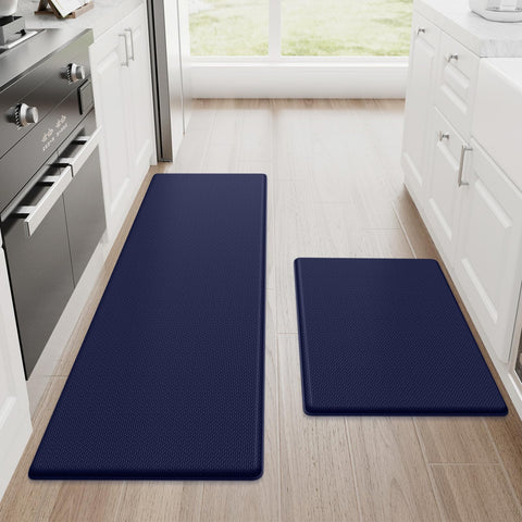 StepRite front view showing blue two-piece mats and comfortable coverage
