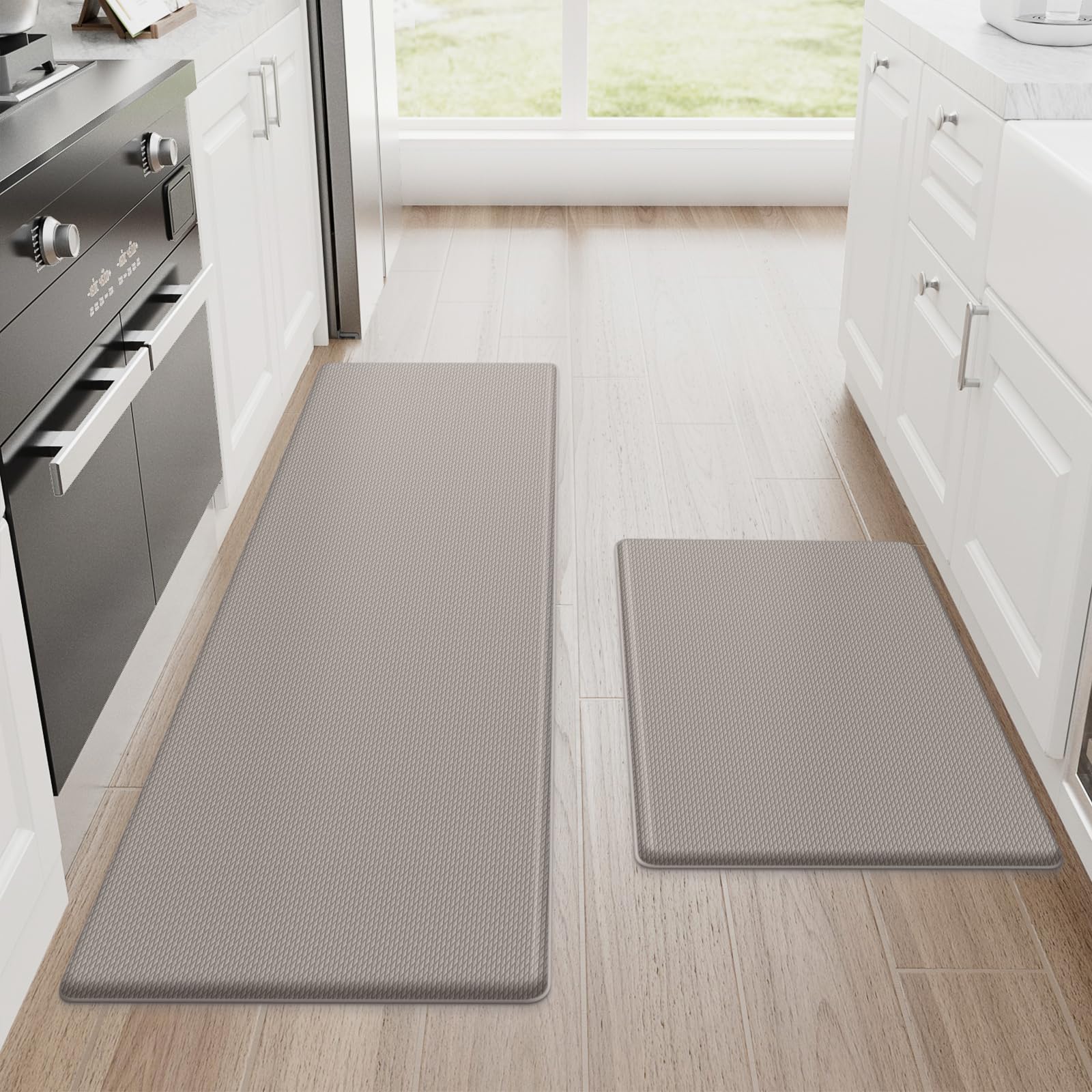 StepRite front view of khaki mats showing clean design and immediate comfort