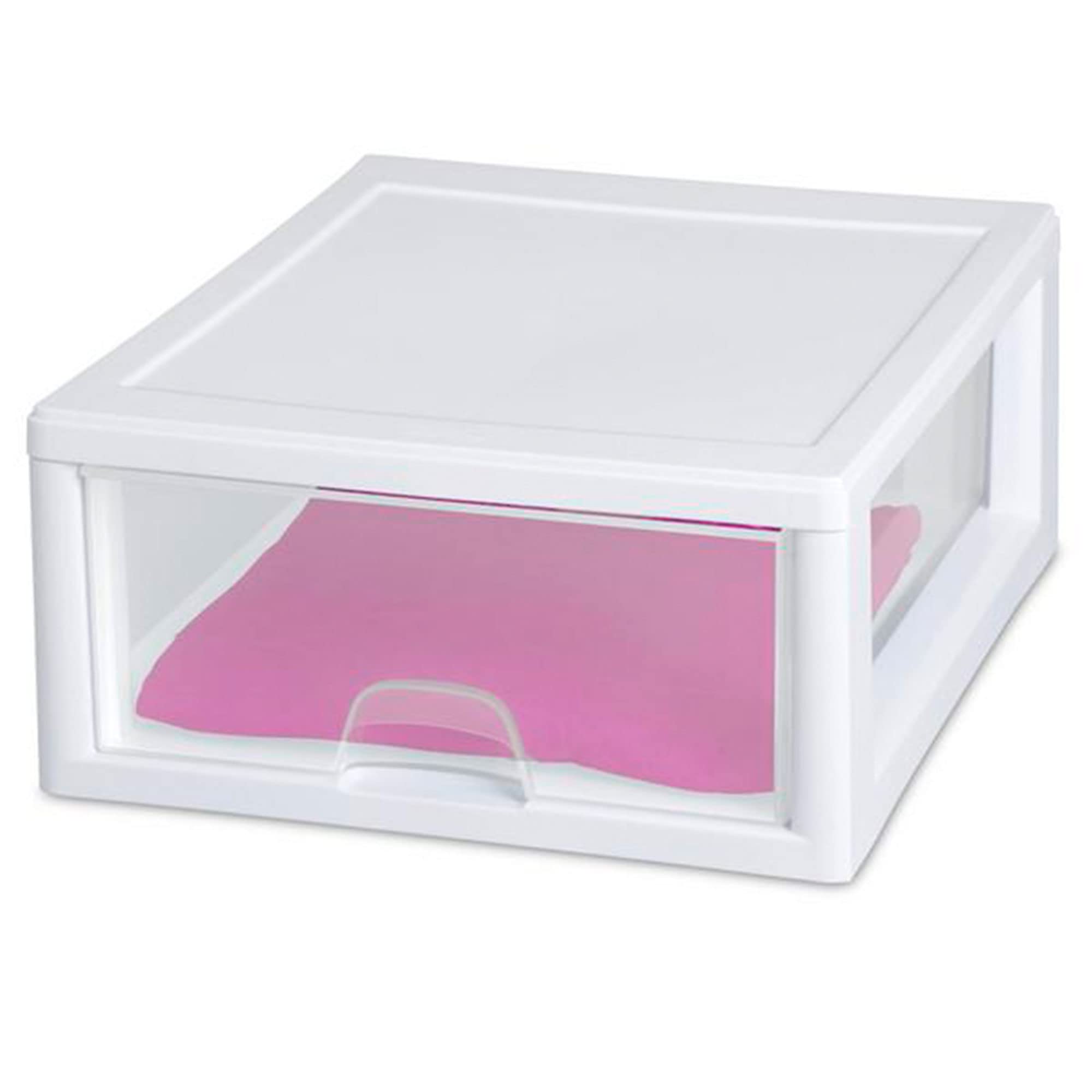 Sterilite drawers styled in bedroom demonstrating neat organization benefit