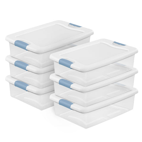 Sterilite front view of 6-pack showing compact storage and clear visibility