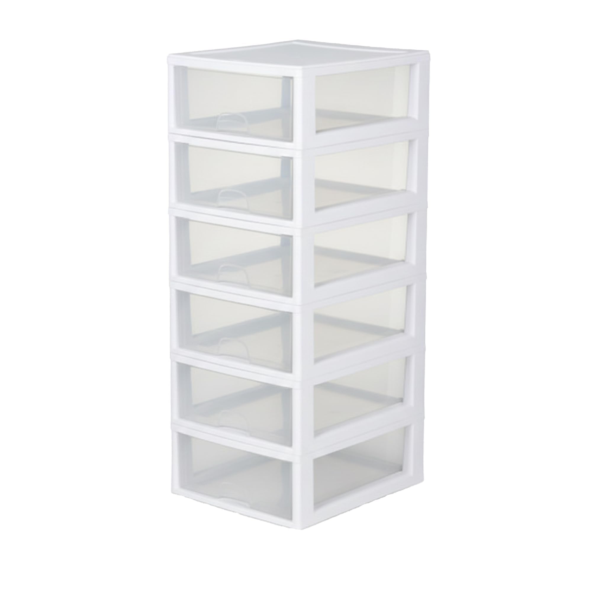 Sterilite front view of 6-pack drawers showing clear fronts and organized benefit