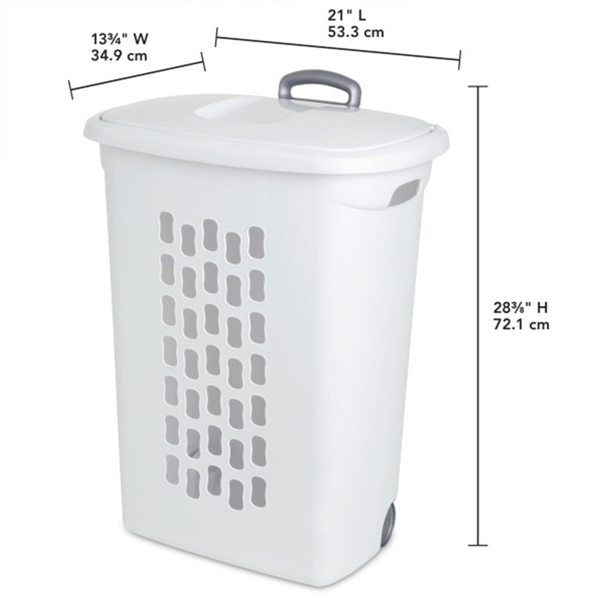 Sterilite hamper retractable handle extended for effortless transport