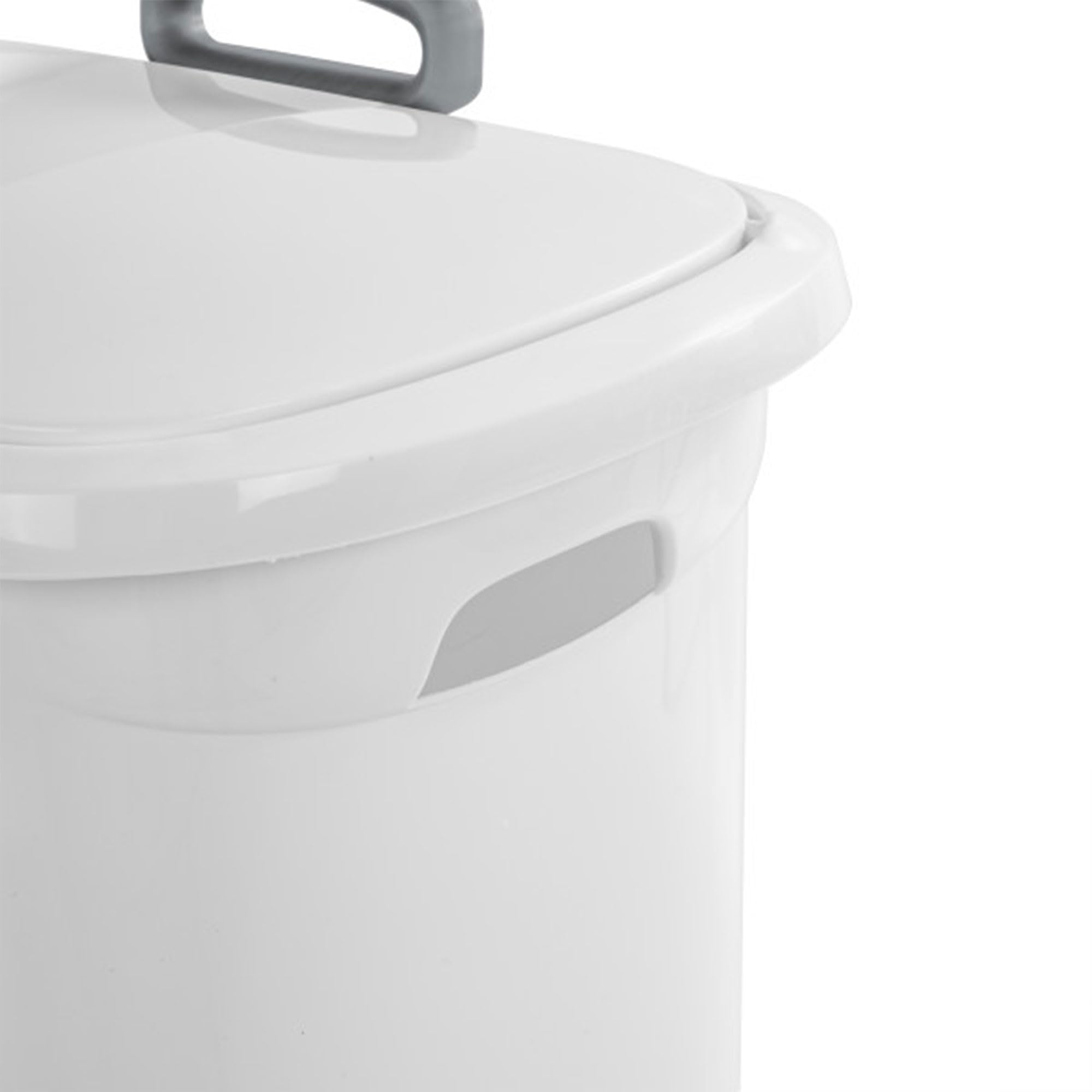 Sterilite hamper next to laundry basket showing family-sized capacity