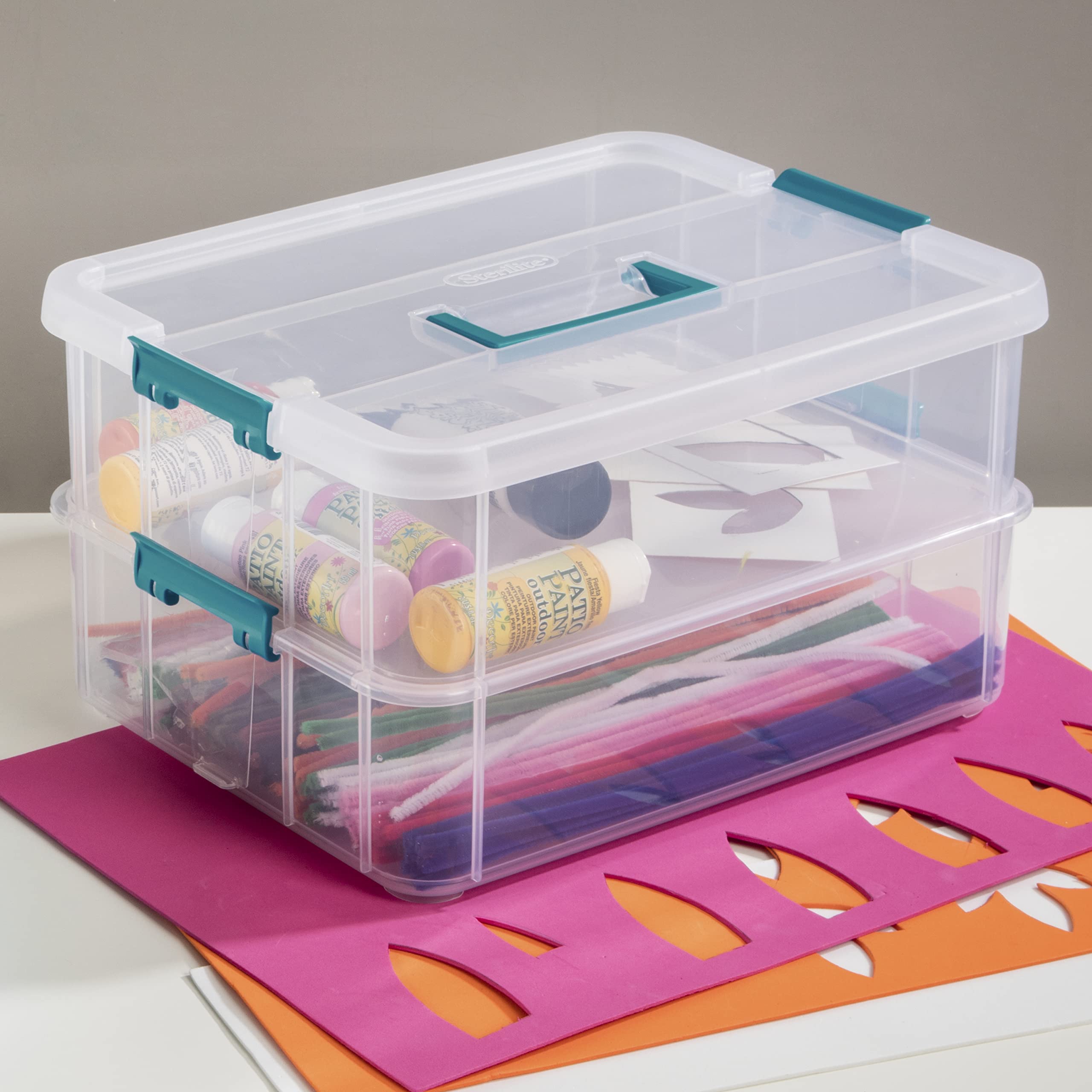 Sterilite removable tier being lifted demonstrating modular convenience
