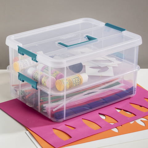 Sterilite removable tier being lifted demonstrating modular convenience