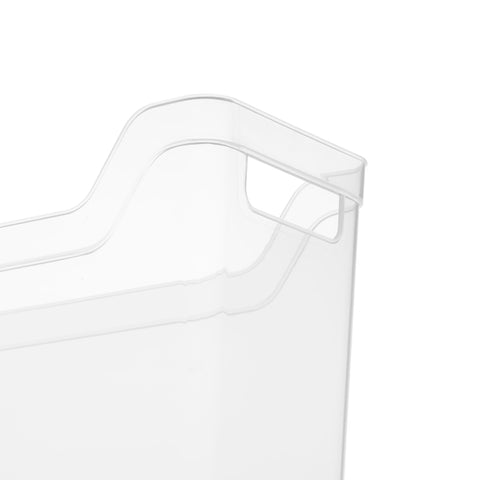 Sterilite narrow shelf bin rim detail highlighting reinforced stepped band for strength