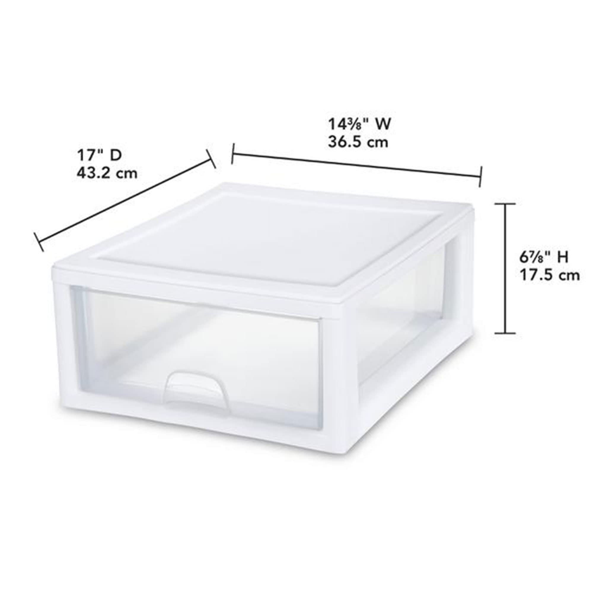 Sterilite side profile emphasizing slim depth and space-saving benefit