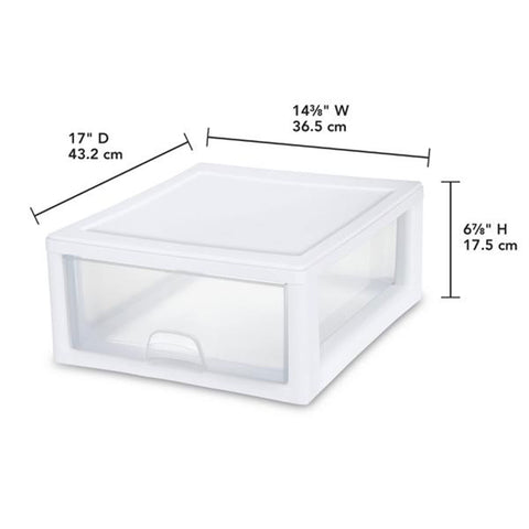 Sterilite side profile emphasizing slim depth and space-saving benefit
