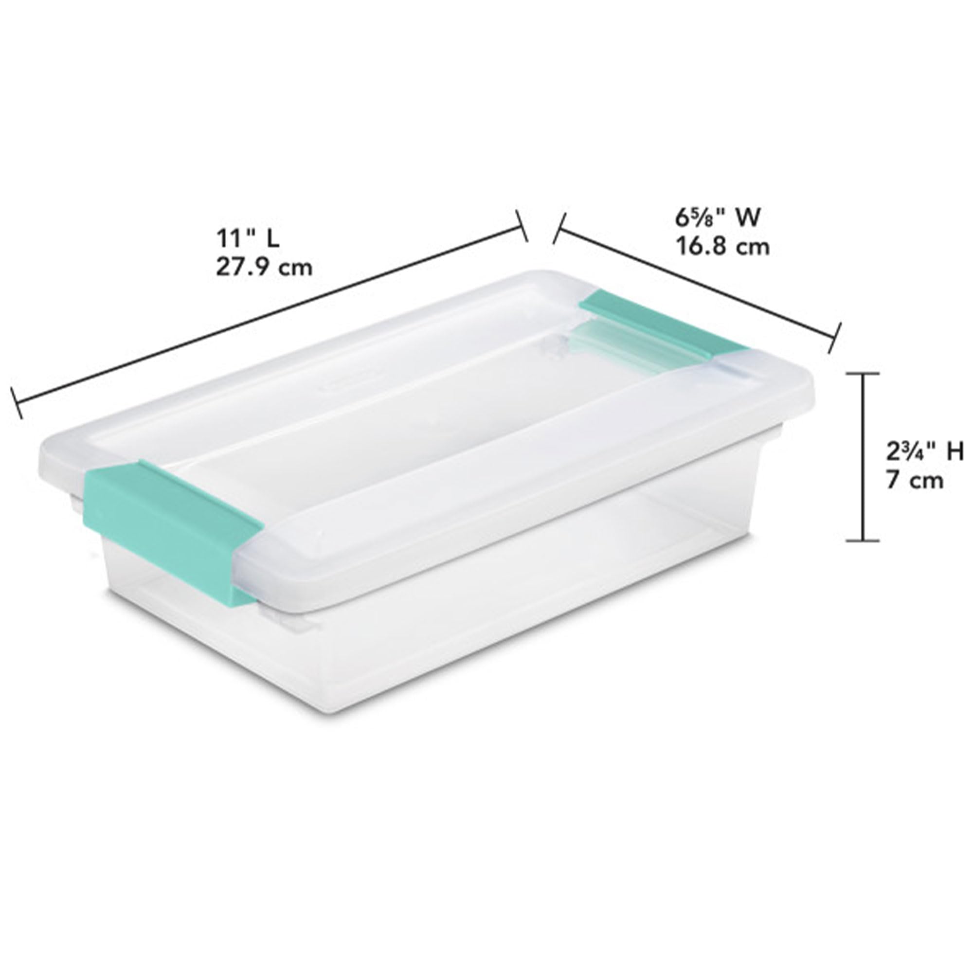 Sterilite boxes stacked on a shelf demonstrating modular stacking and space savings