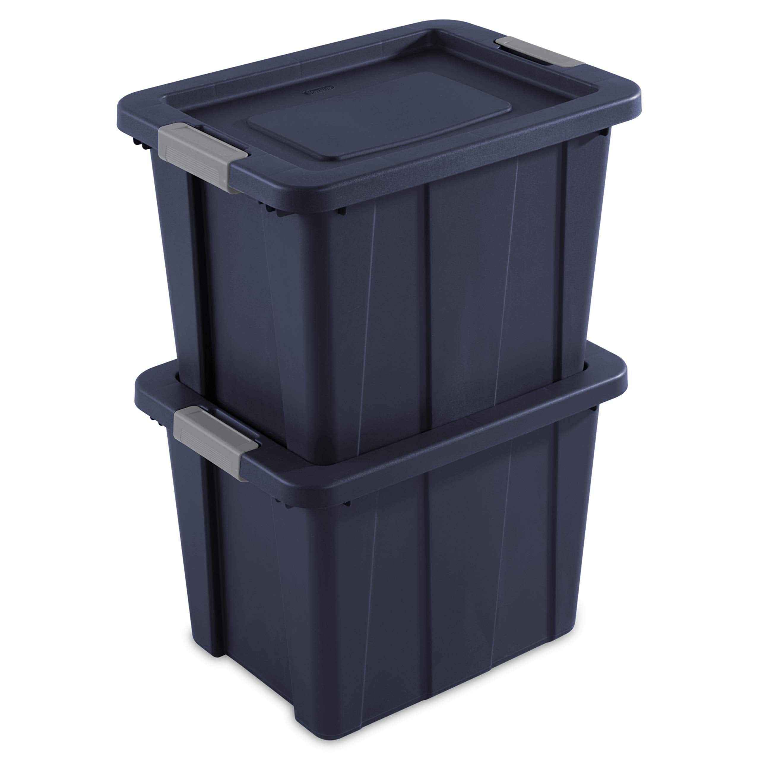 Sterilite Tuff1 open interior with camping gear demonstrating roomy, protected storage
