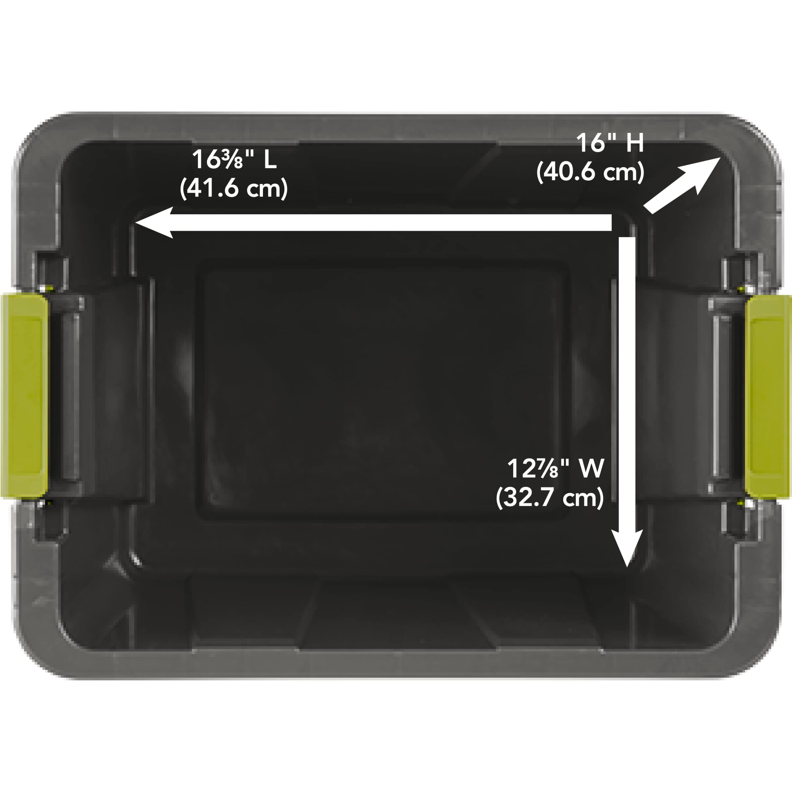 Sterilite Tuff1 next to a ruler showing assembled dimensions for accurate sizing