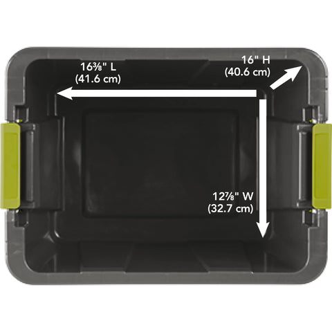 Sterilite Tuff1 next to a ruler showing assembled dimensions for accurate sizing