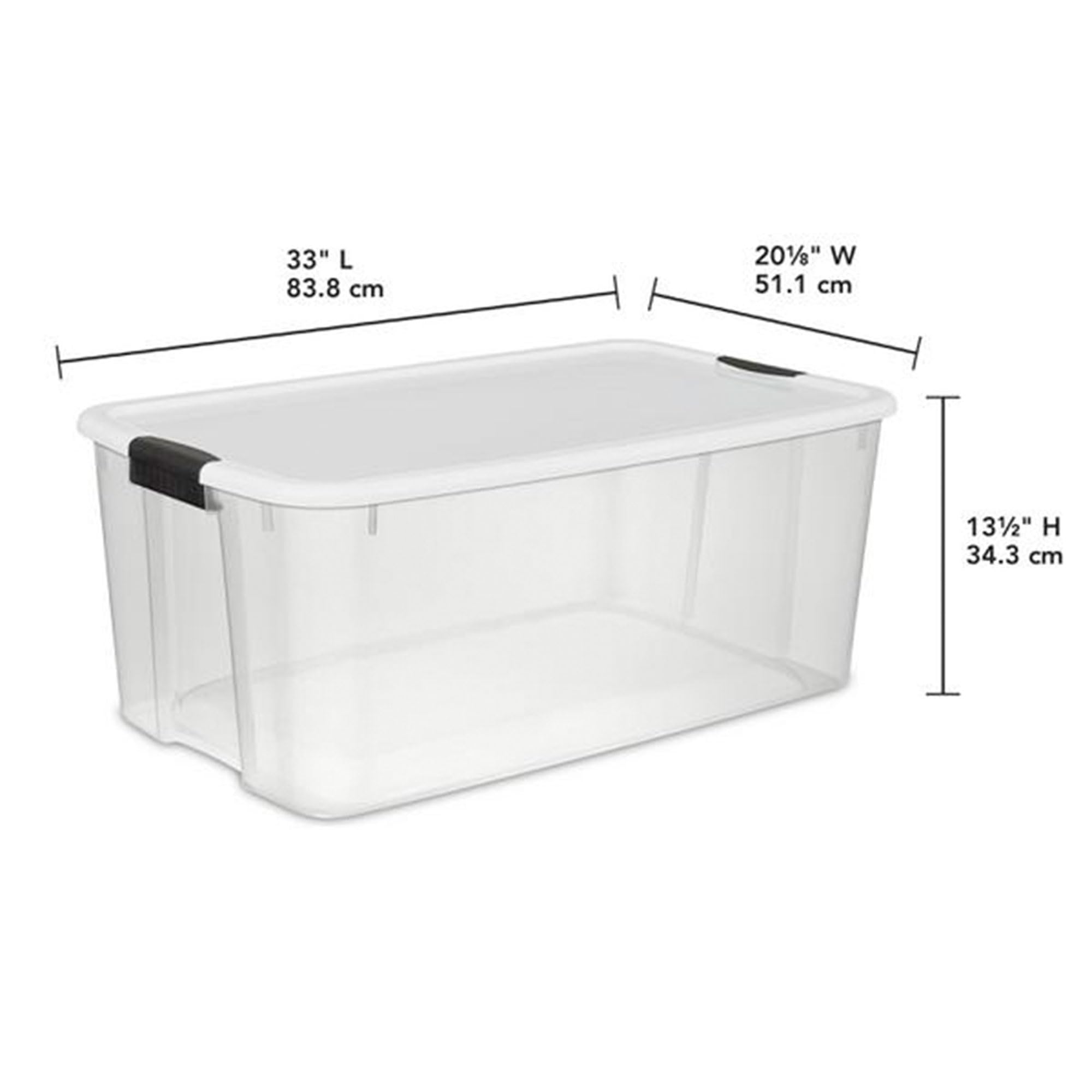 Sterilite clear-base view with packed clothes visible for quick content recognition