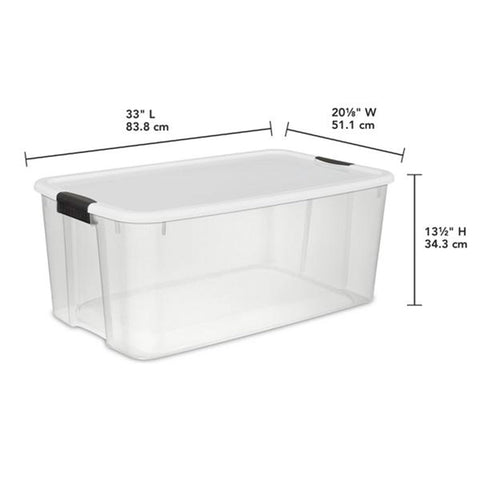Sterilite clear-base view with packed clothes visible for quick content recognition