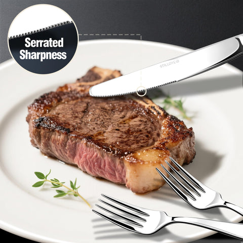 Stilloye salad fork and teaspoon pair demonstrating matching design and versatility