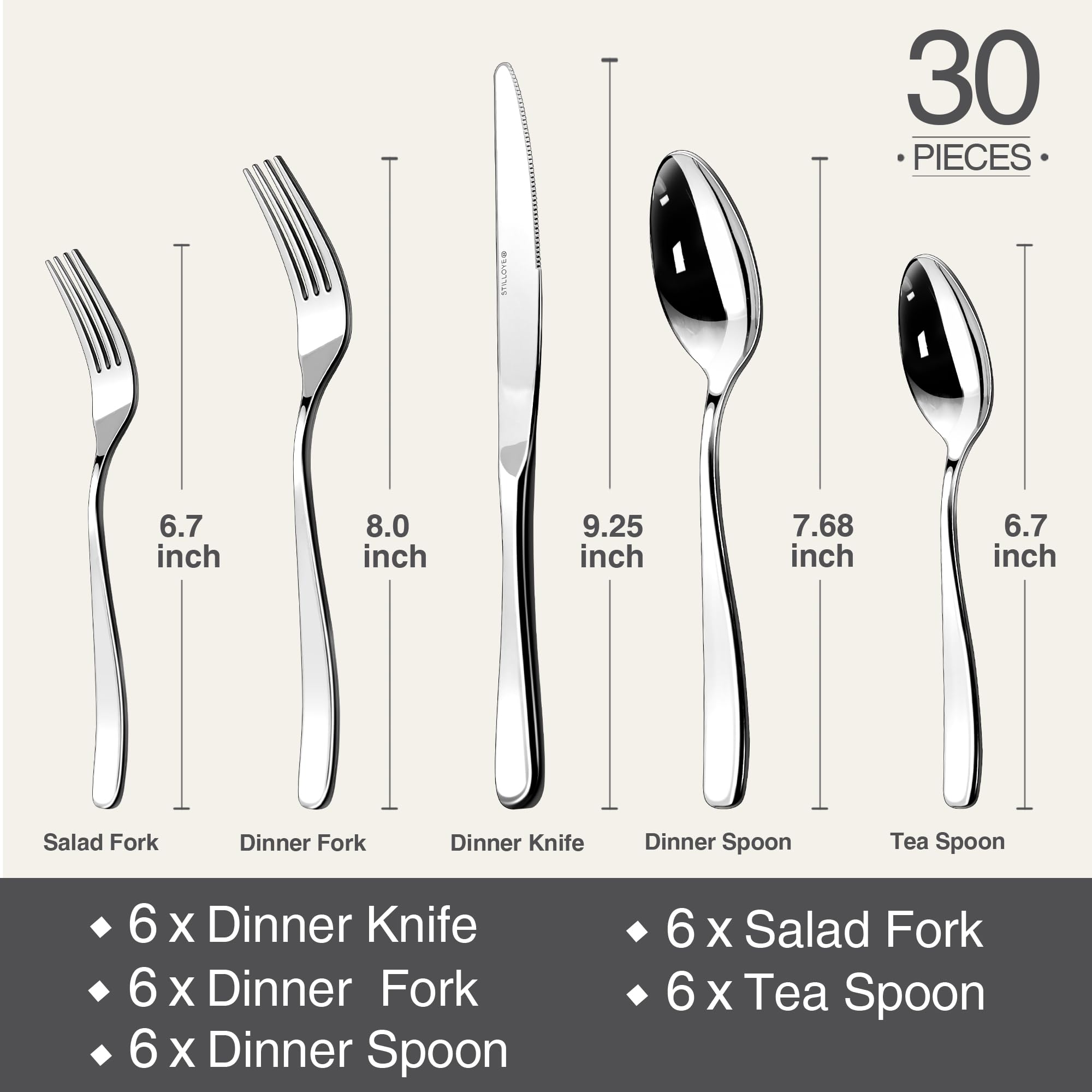 Stilloye utensils next to plate showing scale and full-size proportion benefit