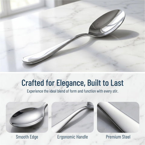 Stilloye teaspoon stirring tea in mug demonstrating reliable everyday performance