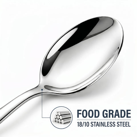 Stilloye teaspoons beside ruler to show 6.7 inch length for accurate sizing
