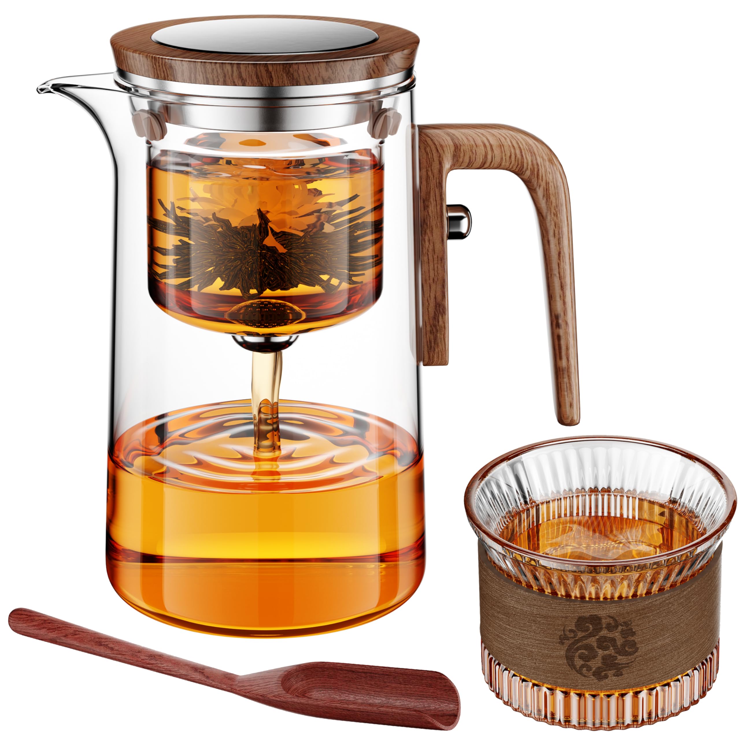 STNTUS INNOVATIONS teapot front view showing clear glass and elegant design benefit