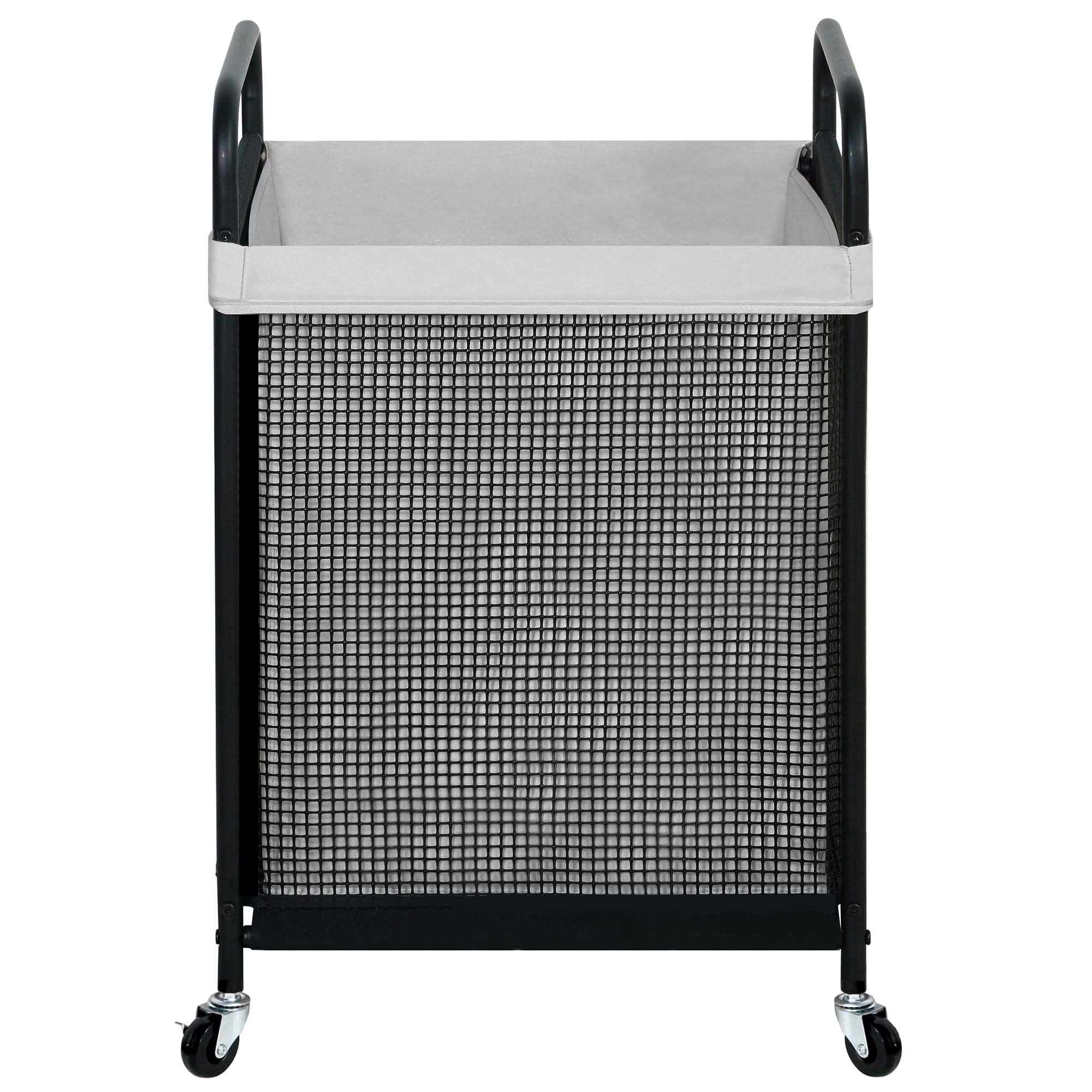 STO STO front view of gray laundry hamper showing capacity and neat storage benefit