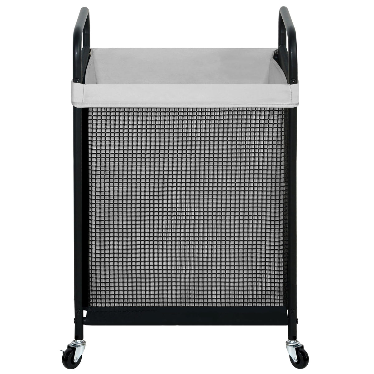 STO STO front view of gray laundry hamper showing capacity and neat storage benefit