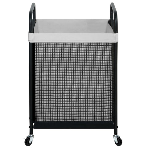 STO STO front view of gray laundry hamper showing capacity and neat storage benefit