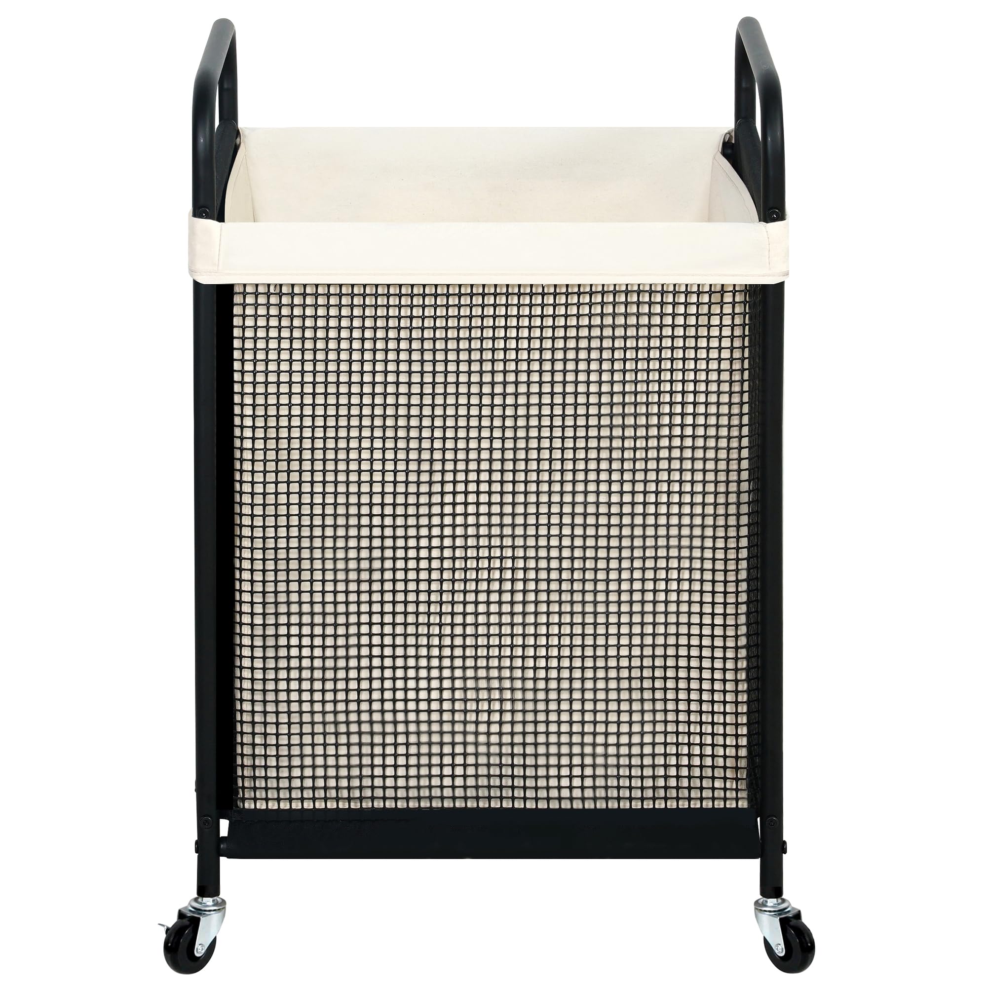 STO STO front view of rolling 90L hamper showing compact footprint and capacity