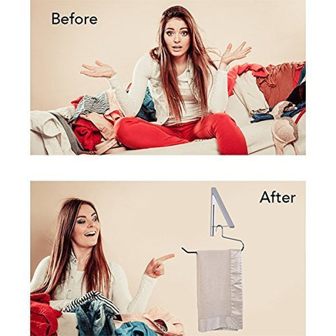 Stock Your Home hangers in bedroom setting saving closet space and organization