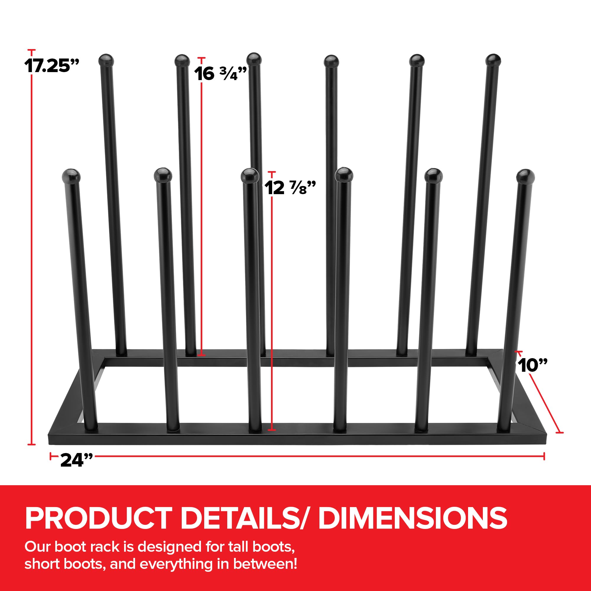 Stock Your Home boot rack close-up of pegs preserving boot shape