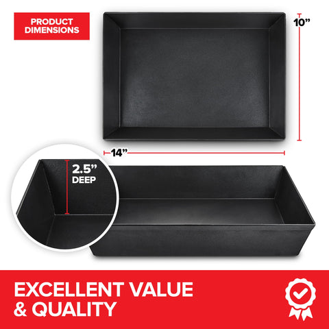 Stock Your Home side profile showing 2.5 inch depth for taller, deep-dish bakes