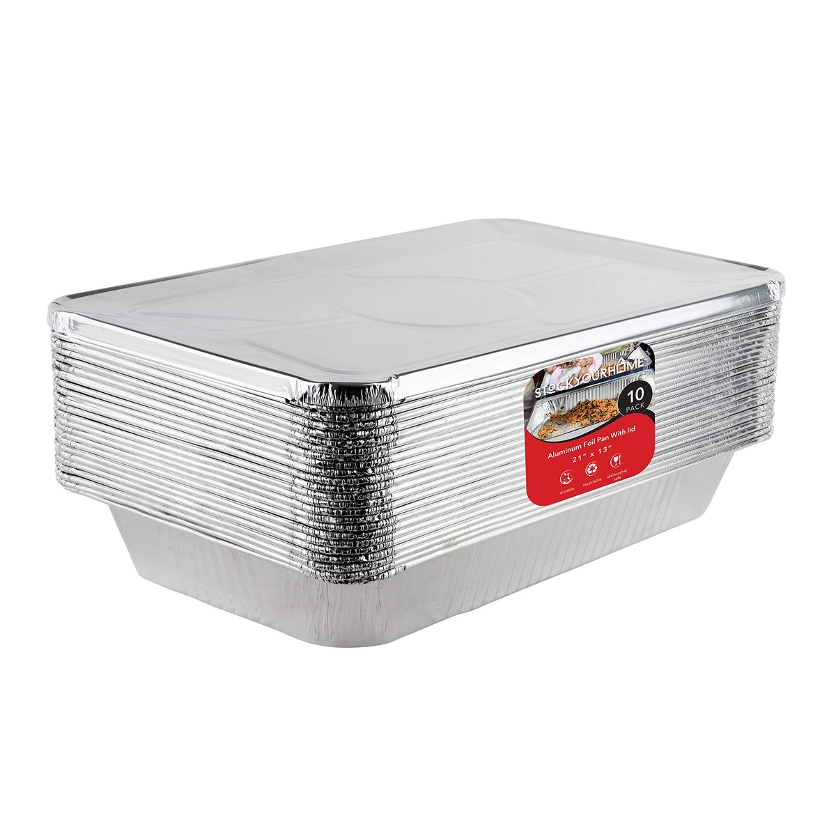 Stock Your Home front view of 21x13 pan pack shows capacity and value