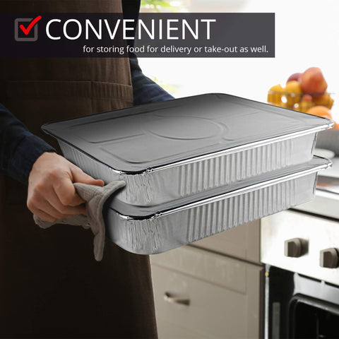 Stock Your Home pan beside roast shows real-size capacity benefit