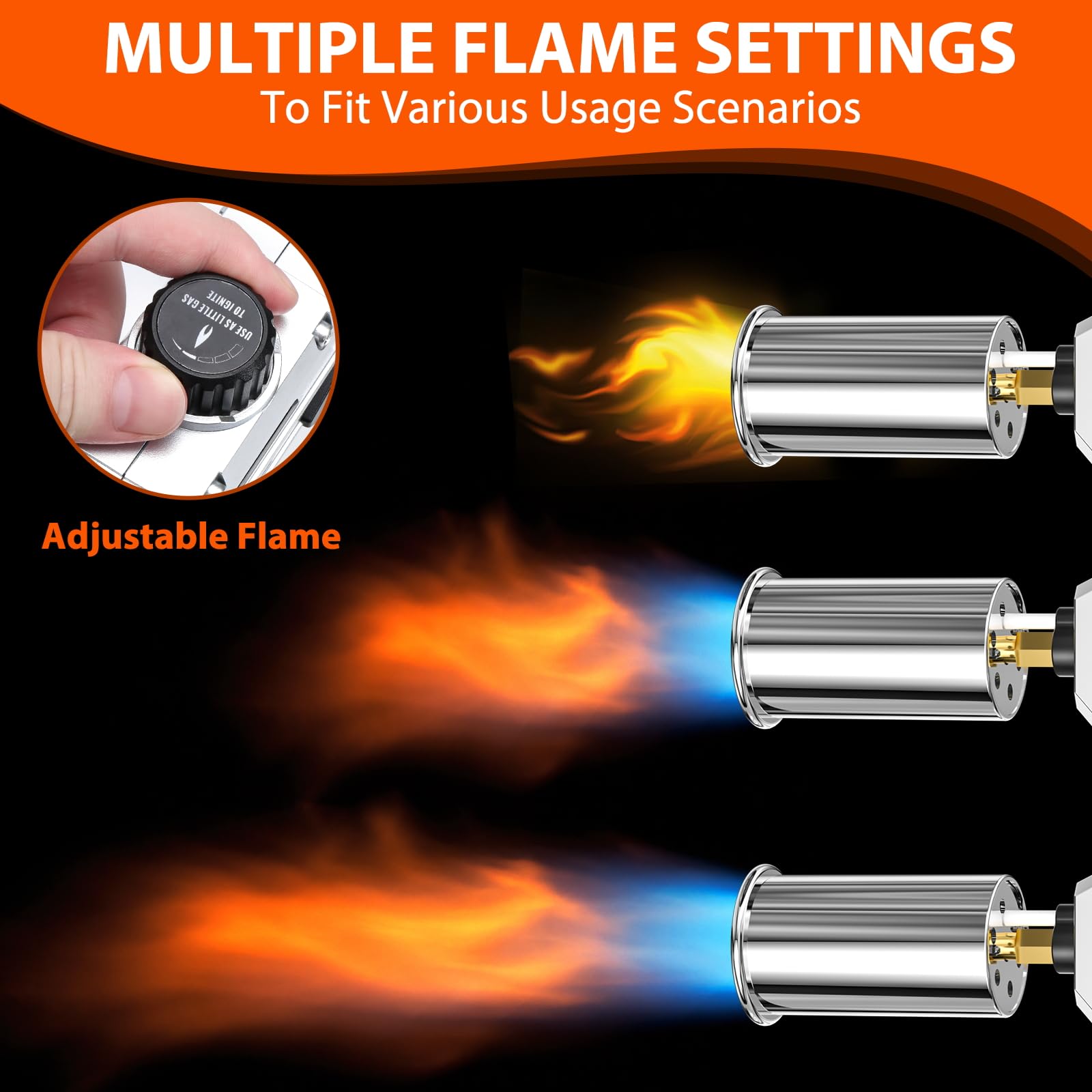 Stolora nozzle close-up highlighting adjustable flame control for precision