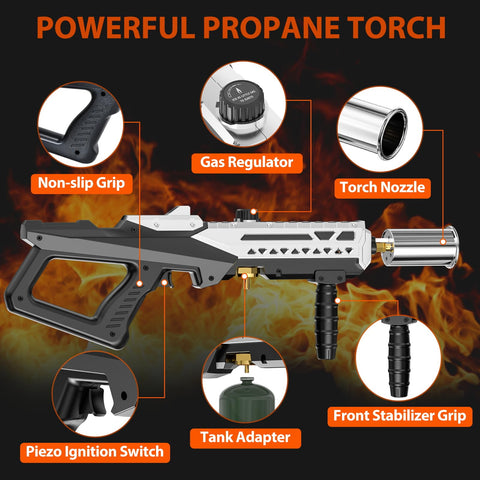 Stolora torch searing steak illustrating high-heat finishing for flavor