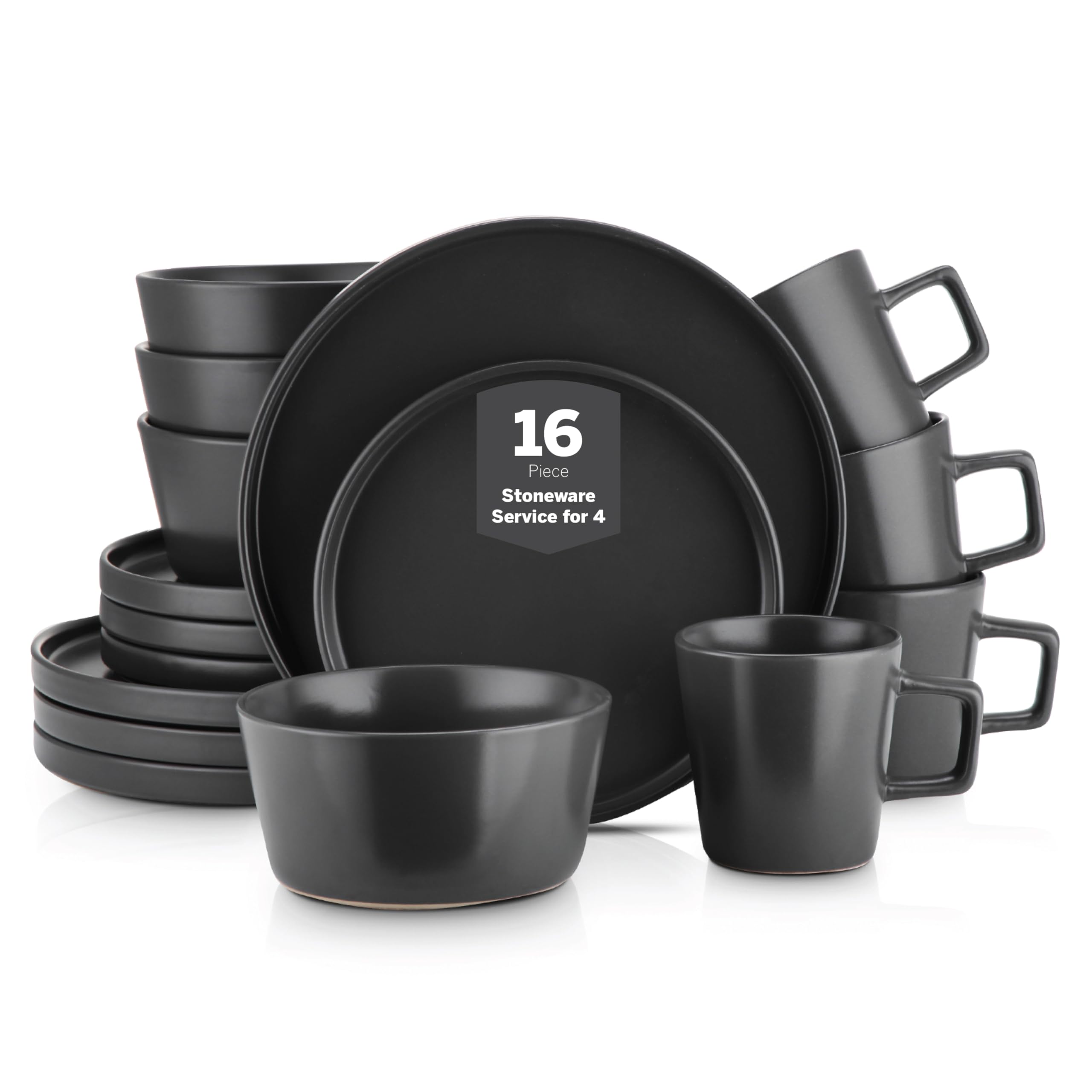Stone Lain Celina front set showing complete 16-piece service for four, modern aesthetic