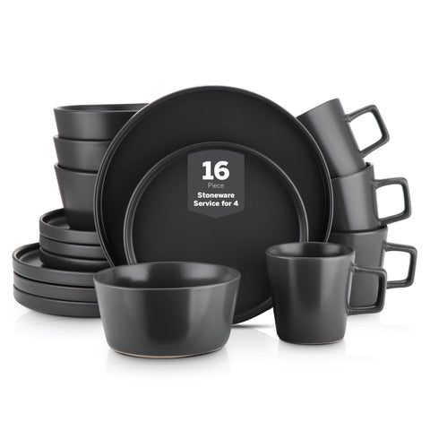Stone Lain Celina front set showing complete 16-piece service for four, modern aesthetic