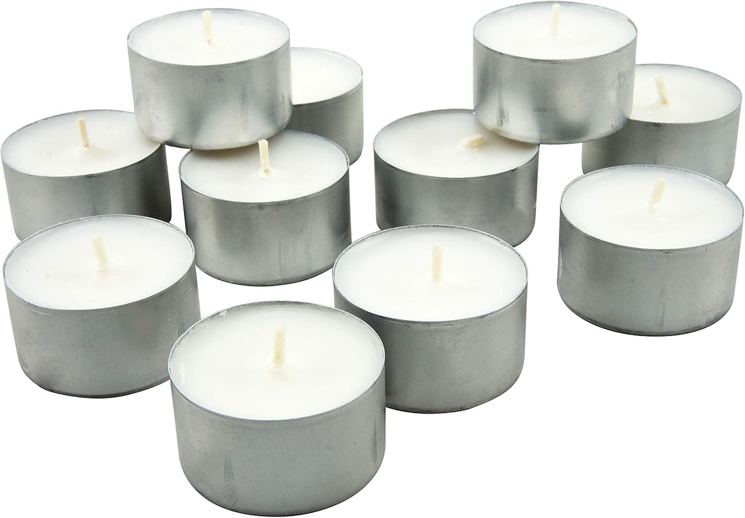 Stonebriar tea light burning with steady flame, demonstrates eight hour performance
