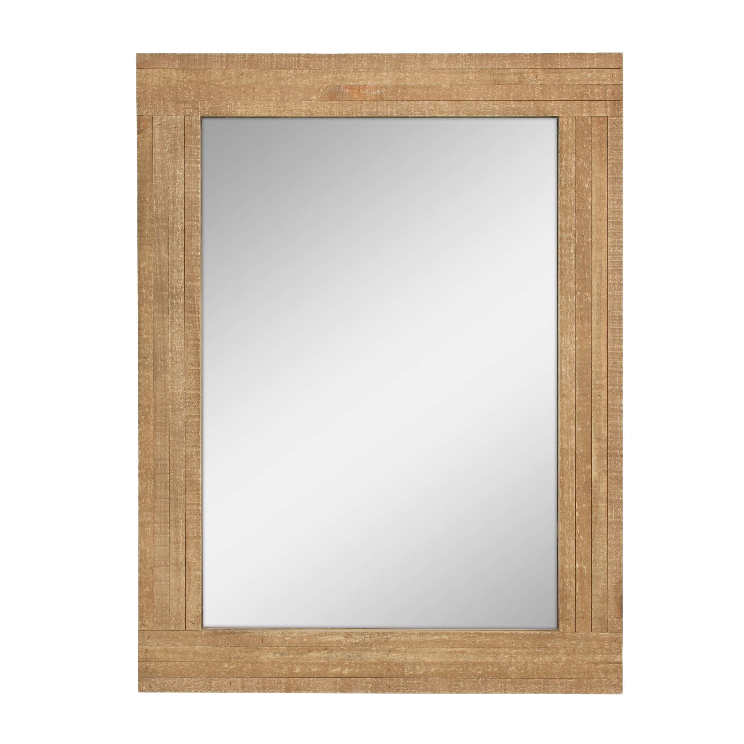 Stonebriar front view of 24x18 rustic wood frame mirror showing vintage charm and balance