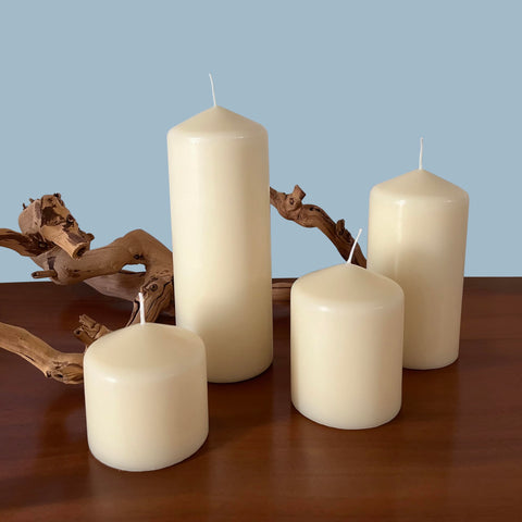 stonebriar candle next to ruler showing true 3x4 inch dimensions for scale
