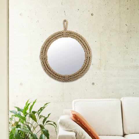 Stonebriar mirror styled above bathroom vanity adding rustic nautical charm