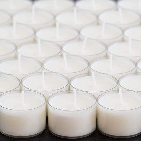 Stonebriar tea lights arranged in a centerpiece for wedding or event mood lighting