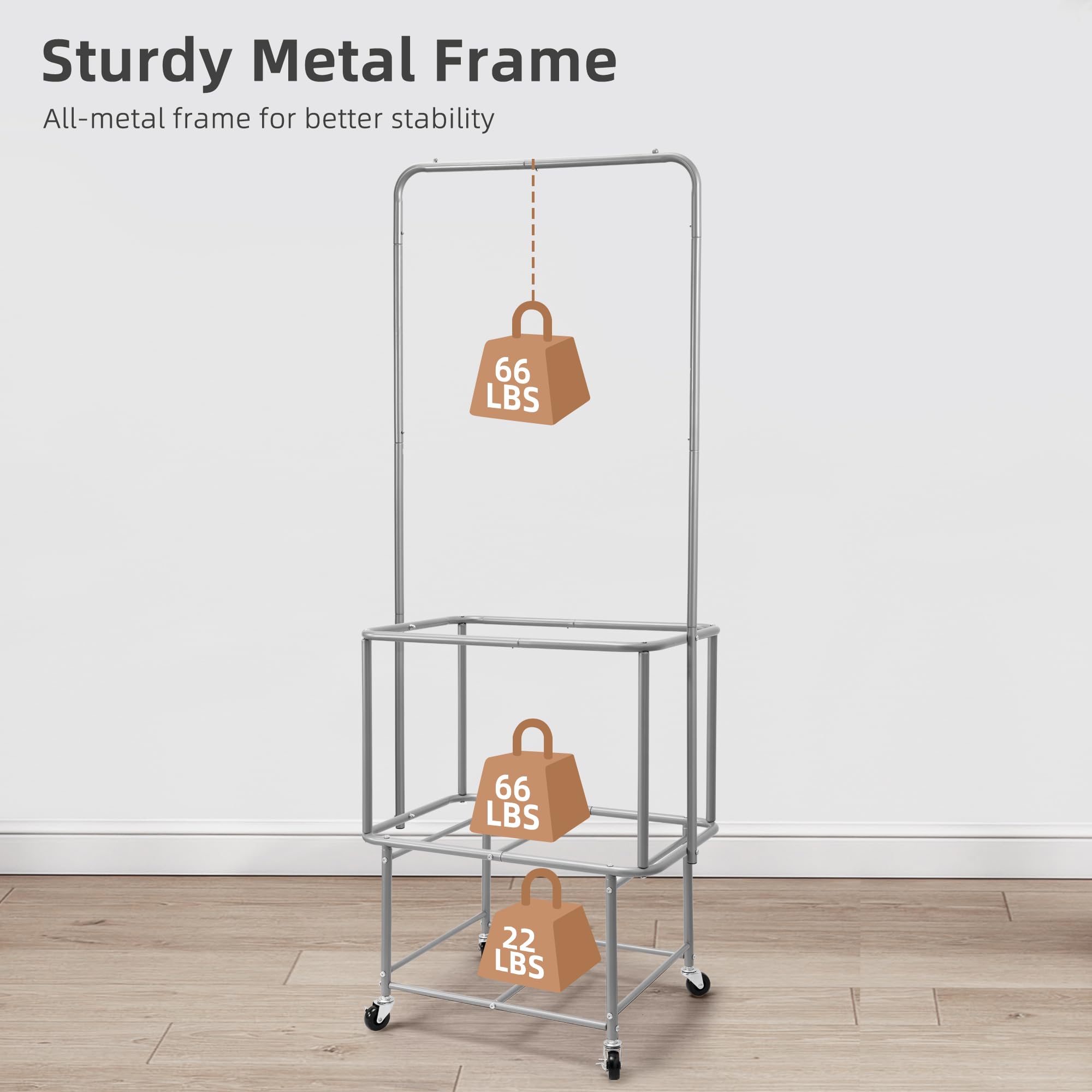 STORAGE MANIAC bottom shelf holding detergent and baskets for tidy storage