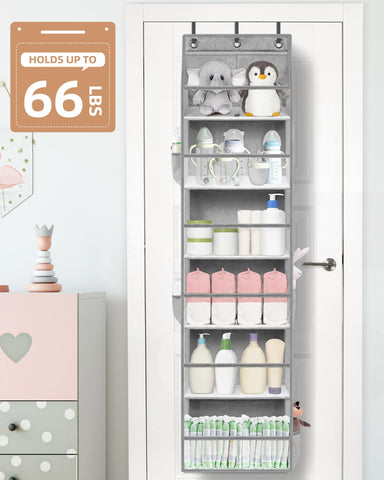 STORAGE MANIAC organizer styled in a nursery providing tidy diaper and bottle storage