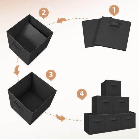 STORAGE MANIAC folded flat cubes showing space-saving storage when not used