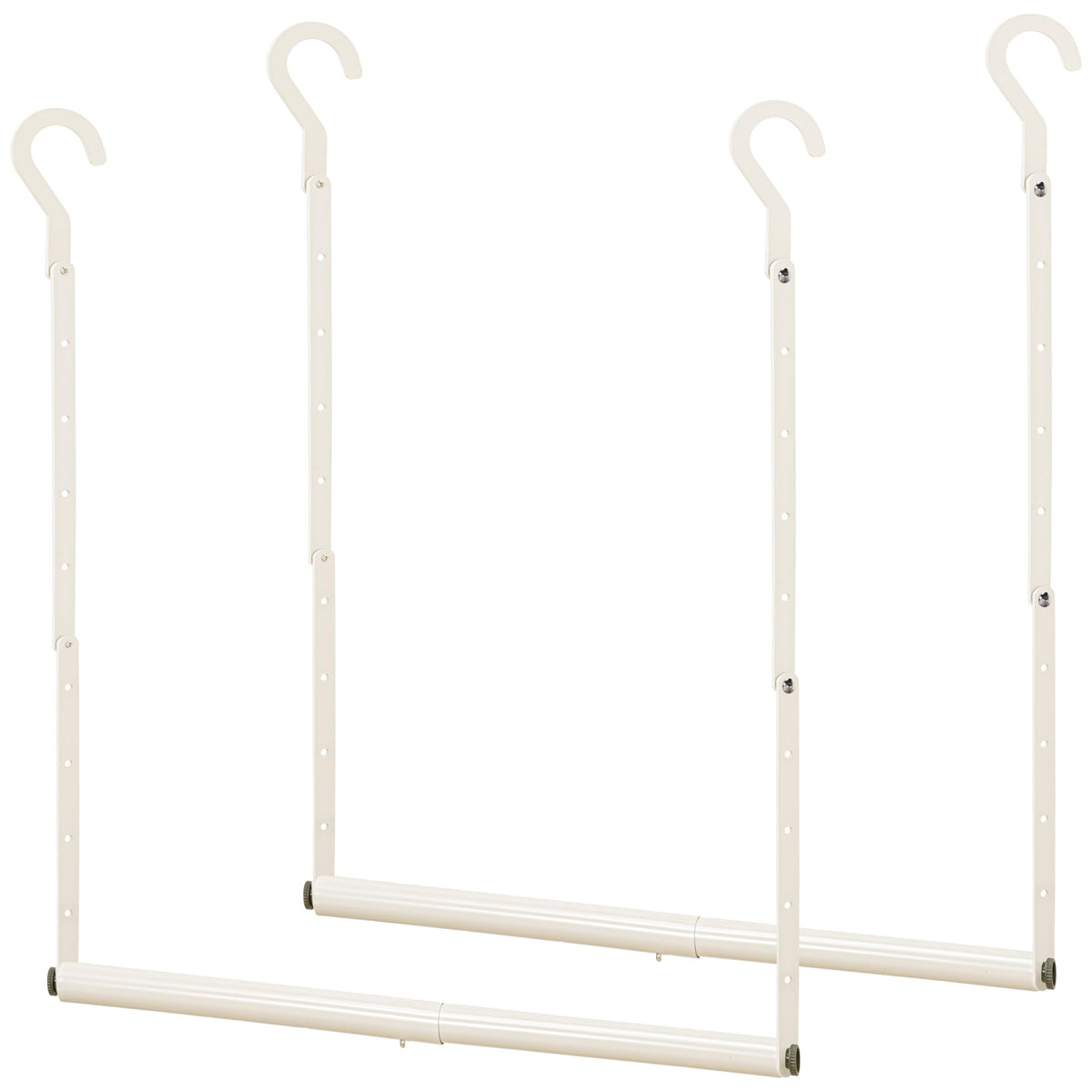STORAGE MANIAC front view of two white rods showing packaging and benefits