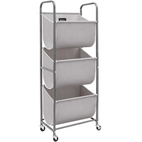 STORAGE MANIAC front view of 3-tier hamper showing compact footprint and organized storage benefit