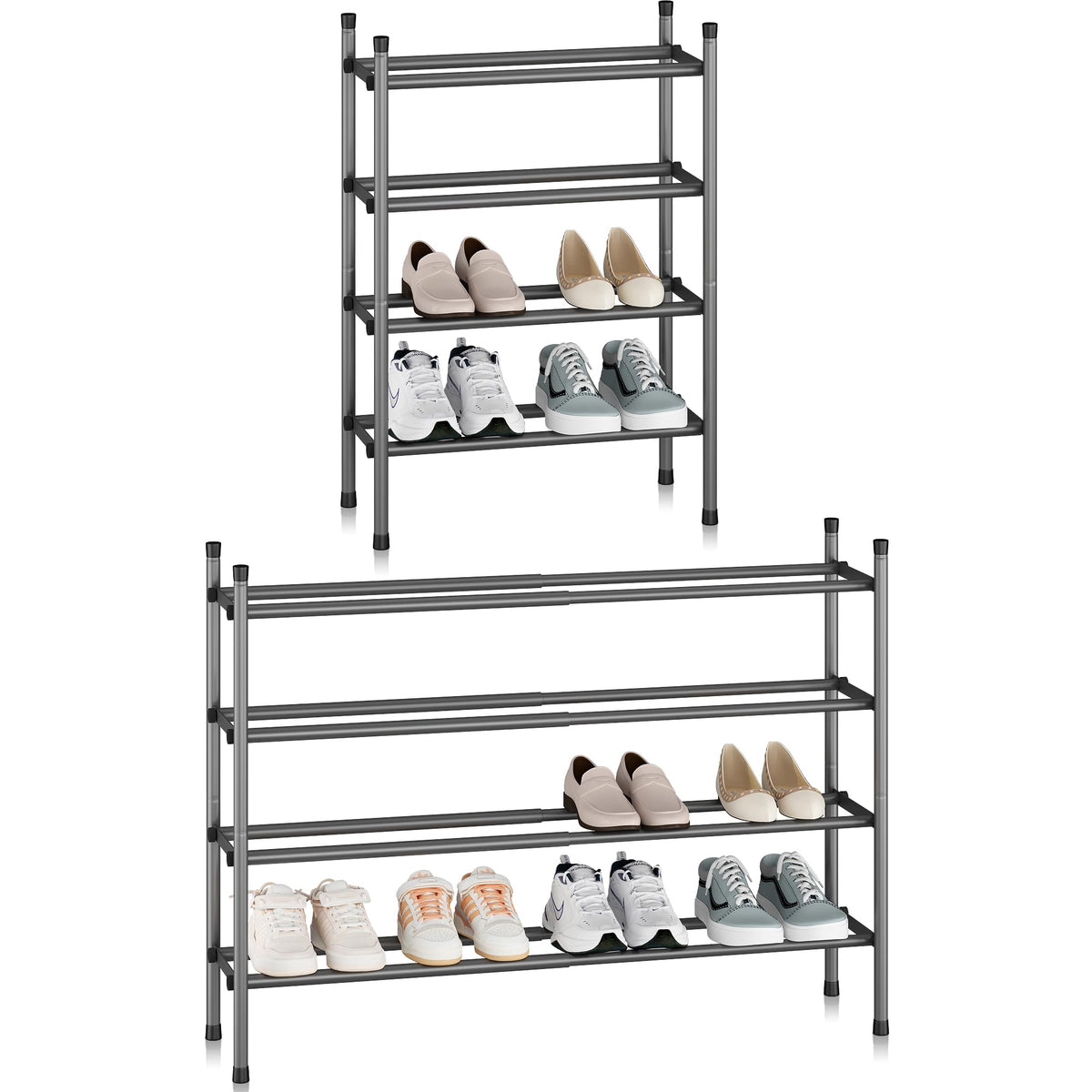 STORAGE MANIAC front view assembled showing tidy shoe rows and space saving benefit